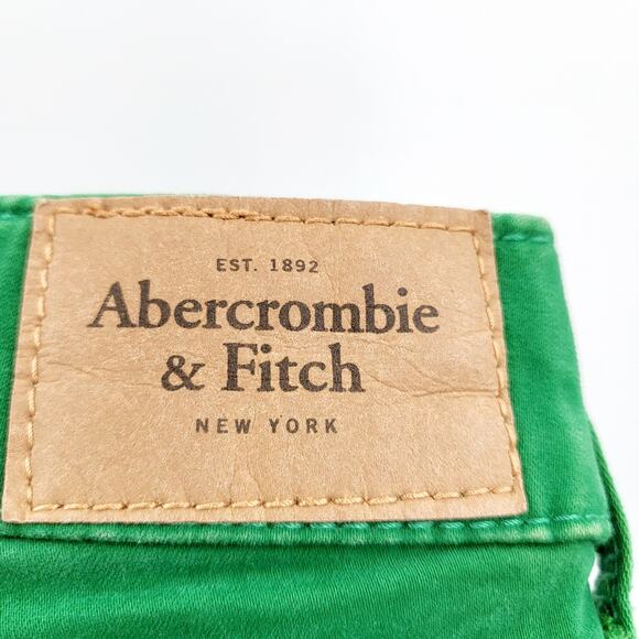 Abercrombie & Fitch Bright Green Cotton Blend Textured Skinny Jeans Women’s Sz 0 - Picture 6 of 9